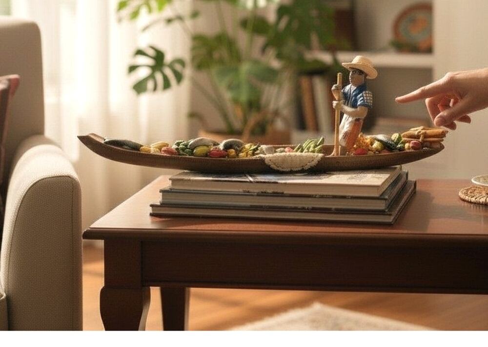 Latin American Wooden boat El Pescador de Mi Tierra by Aura M de Vargss
